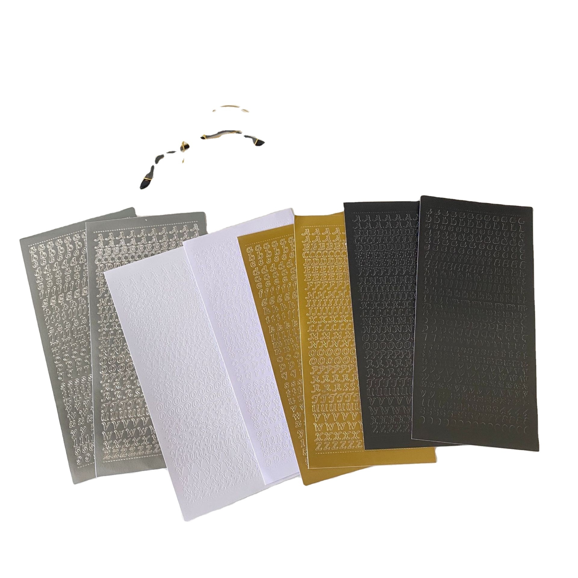 Embossed Alphabet Letter Stickers — Set of 8 Sheets